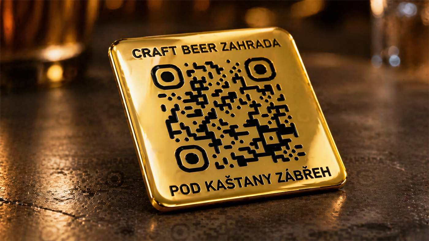 3D QR samolepky na stole