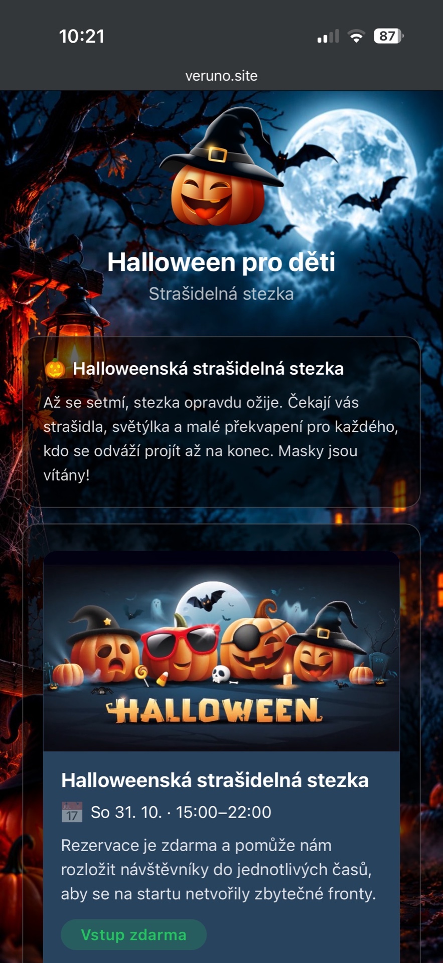 Stránka akce na veruno.site