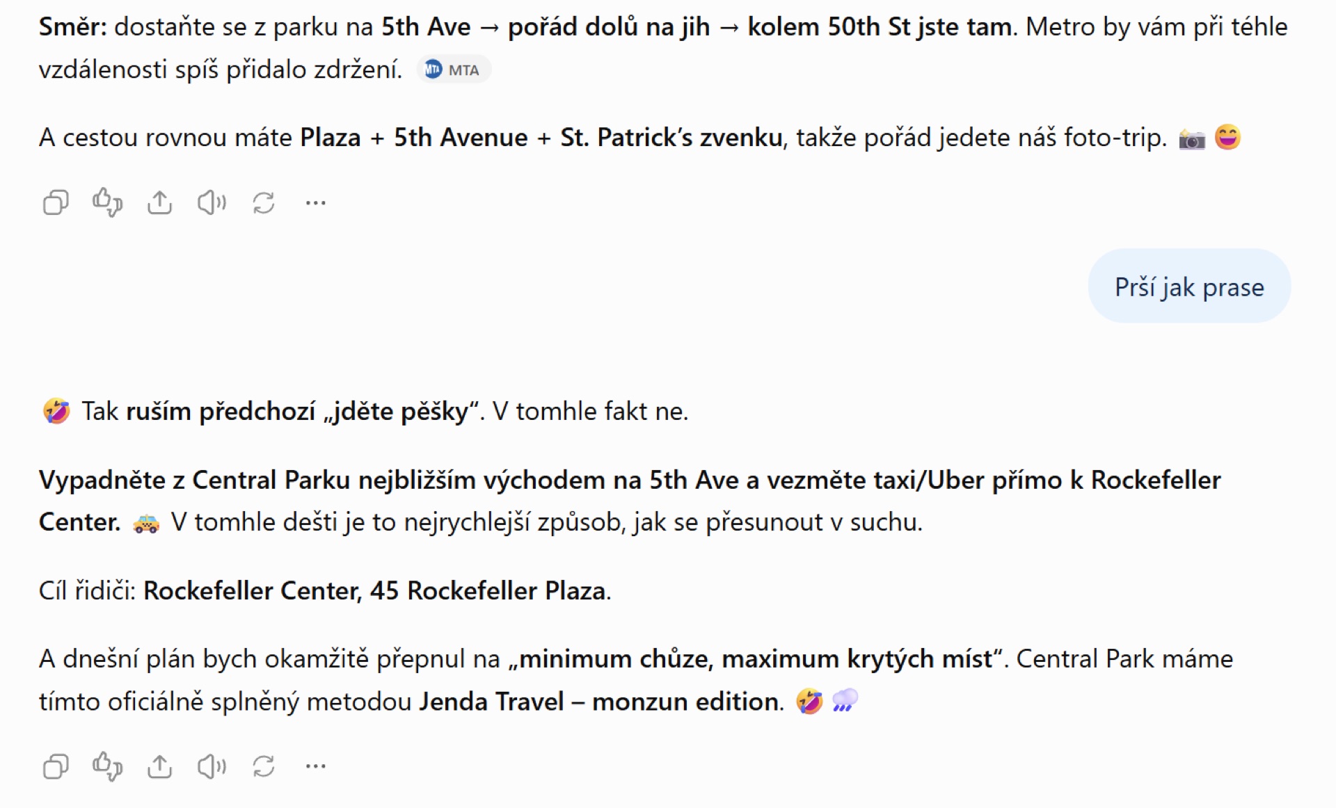 Ukázka z konverzace s ChatGPT během cesty